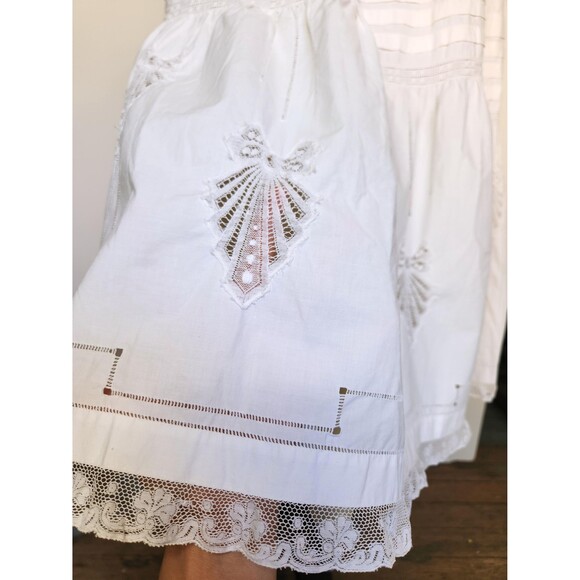 Antique 1900s Edwardian Lace Eyelet White Dress - Prairie - Italian Hand Made OS - Picture 5 of 10